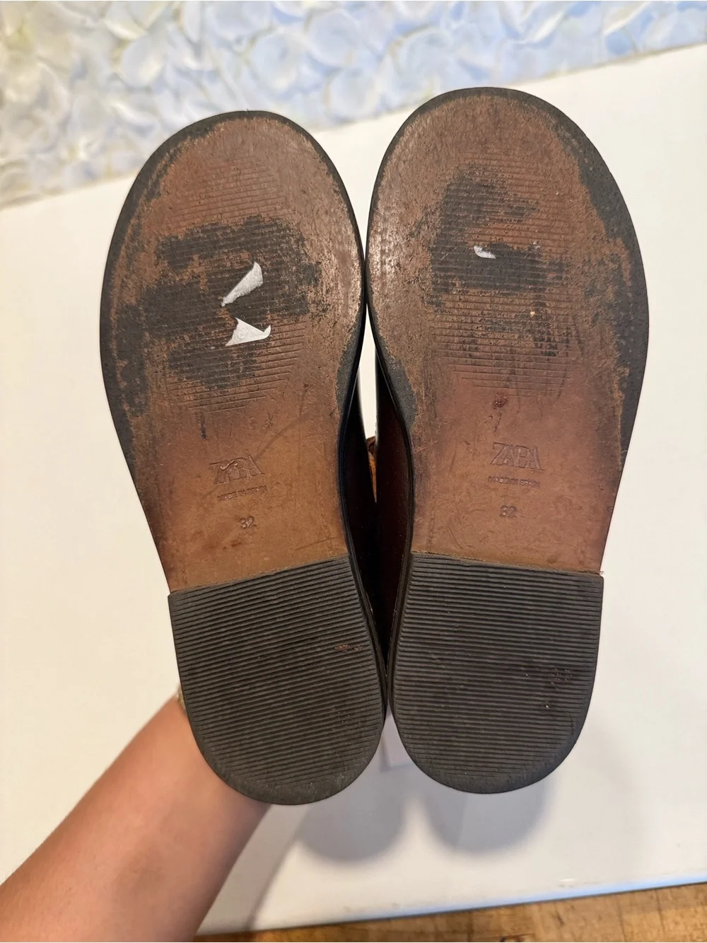 Zara Girls Brown Double-Strap Mary Jane Dress Shoes